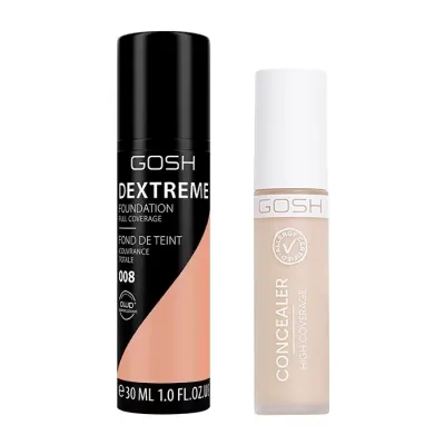 GOSH ZESTAW KOSMETYKÓW DO MAKIJAŻU PODKŁAD GOSH DEXTREME 30 ML + KOREKTOR GOSH HIGH COVERAGE 5,5ML