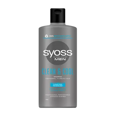 SYOSS MEN CLEAN AND COOL SZAMPON DO WŁOSÓW NORMALNYCH I PRZETŁUSZCZAJĄCYCH SIĘ 440ML