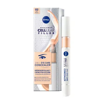 NIVEA HYALURON CELLULAR FILLER KREM KORYGUJĄCY CIENIE POD OCZAMI 3W1 02 MEDIUM 4ML