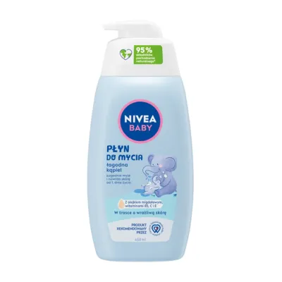 NIVEA BABY PŁYN DO MYCIA ŁAGODNA KĄPIEL DLA DZIECI Z POMPKĄ 450ML