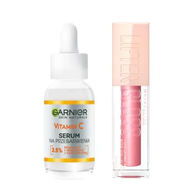 GARNIER VITAMIN C SERUM NA PRZEBARWIENIA + MAYBELLINE LIFTER GLOSS BŁYSZCZYK DO UST