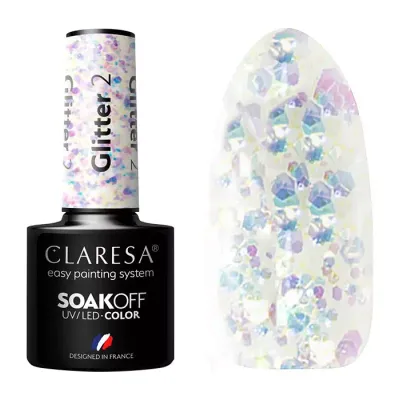 CLARESA SOAK OFF LAKIER HYBRYDOWY GLITTER 2 5ML