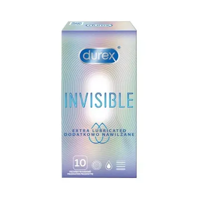 DUREX INVISIBLE EXTRA LUBRICATED PREZERWATYWY 10 SZTUK