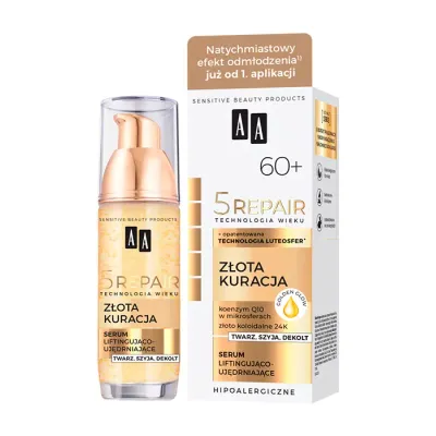 AA 5 REPAIR 60+ ZŁOTA KURACJA SERUM LIFTINGUJĄCO-UJĘDRNIAJĄCE DO TWARZY, SZYI I DEKOLTU 35ML