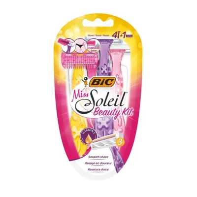 BIC MISS SOLEIL BEAUTY KIT JEDNORAZOWE MASZYNKI DO GOLENIA DLA KOBIET 4 SZTUKI + TRYMER