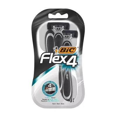 BIC FLEX4 JEDNORAZOWE MASZYNKI DO GOLENIA DLA MĘŻCZYZN 3 SZTUKI