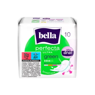 BELLA PERFECTA ULTRA GREEN PODPASKI HIGIENICZNE ZE SKRZYDEŁKAMI 10 SZTUK