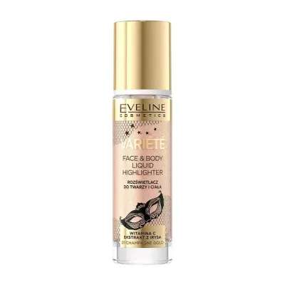 EVELINE VARIETE PŁYNNY ROZŚWIETLACZ DO TWARZY I CIAŁA 01 CHAMPAGNE GOLD 30ML