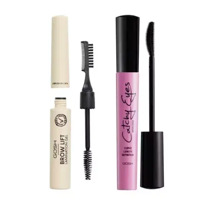 GOSH BROW LIFT ŻEL DO LAMINACJI BRWI 001 TRANSPARENT + CATCHY EYES TUSZ DO RZĘS BLACK