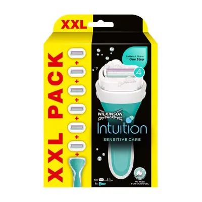 WILKINSON SWORD INTUITION SENSITIVE CARE XXL PACK MASZYNKA DO GOLENIA UCHWYT + 6 WKŁADÓW