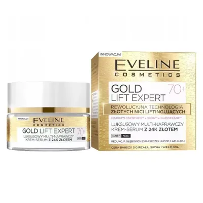 EVELINE GOLD LIFT EXPERT MULTI-NAPRAWCZY KREM-SERUM Z 24K ZŁOTEM 70+ 50ML