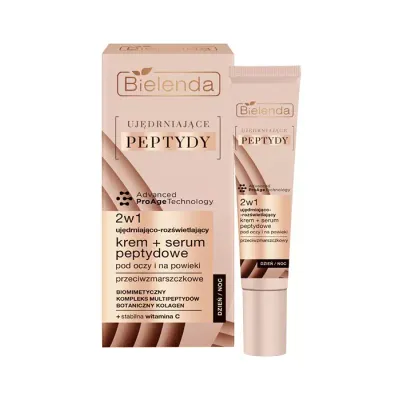 BIELENDA UJĘDRNIAJĄCE PEPTYDY KREM + SERUM PEPTYDOWE 2W1 POD OCZY I NA POWIEKI 15ML