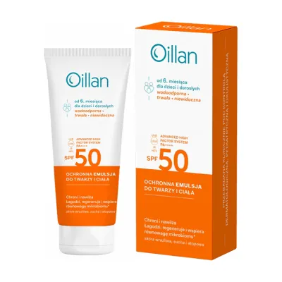 OILLAN EMULSJA OCHRONNA DO TWARZY I CIAŁA SPF50+ 100ML