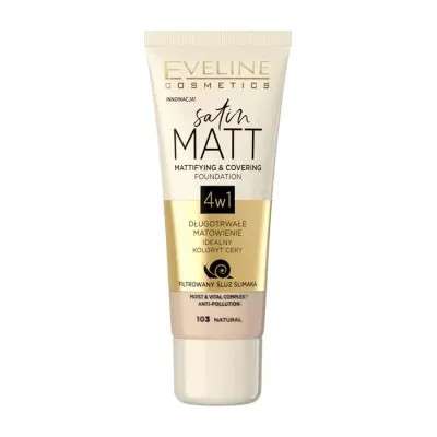 EVELINE SATIN MATT PODKŁAD MATUJĄCY 103 NATURAL 30ML