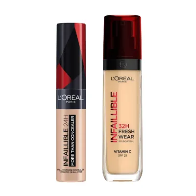 LOREAL INFAILLIBLE ZESTAW PODKŁAD 32H FRESH WEAR + KOREKTOR MORE THAN CONCEALER