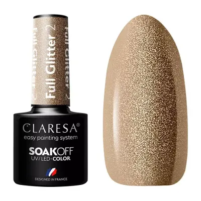 CLARESA SOAK OFF LAKIER HYBRYDOWY FULL GLITTER 2 5ML