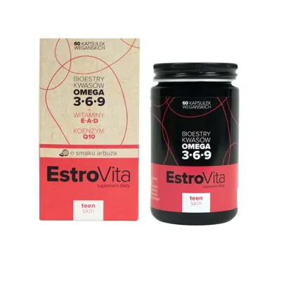 EstroVita Omega 3-6-9 Skin Teen suplement diety smak arbuzowy 60 wegańskich kapsułek