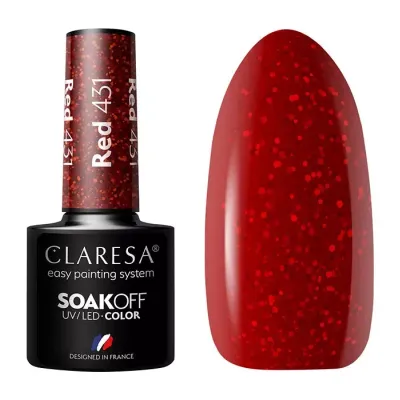 CLARESA SOAK OFF LAKIER HYBRYDOWY RED 431 5G