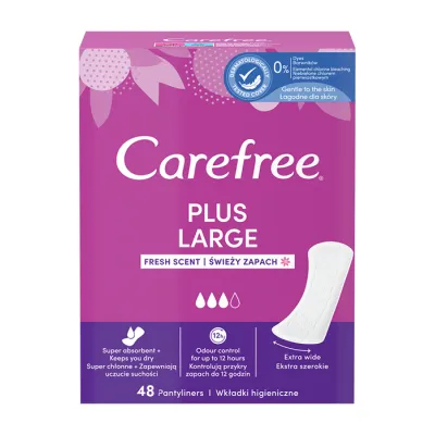 CAREFREE PLUS LARGE FRESH SCENT SZERSZE WKŁADKI HIGIENICZNE ZAPACHOWE 48 SZTUK