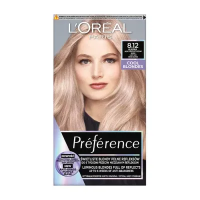 LOREAL PREFERENCE COOL BLONDES FARBA DO WŁOSÓW 8.12 ALASKA JASNY POPIELATY BEŻOWY BLOND