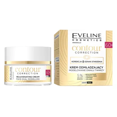 EVELINE CONTOUR CORRECTION KREM ODMŁADZAJĄCY MODELUJĄCY OWAL TWARZY 60+ 50ML