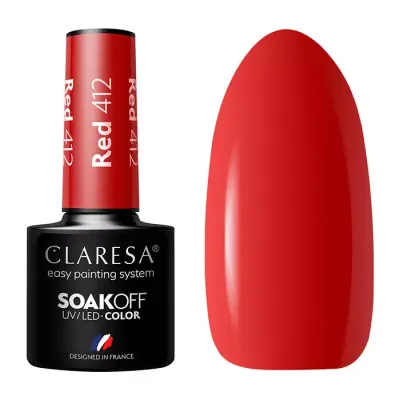 CLARESA SOAK OFF LAKIER HYBRYDOWY RED 412 5ML