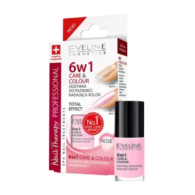 EVELINE NAIL THERAPY 6W1 CARE&COLOUR SALON EFFECT ODŻYWKA DO PAZNOKCI NADAJĄCA KOLOR ROSE 5ML