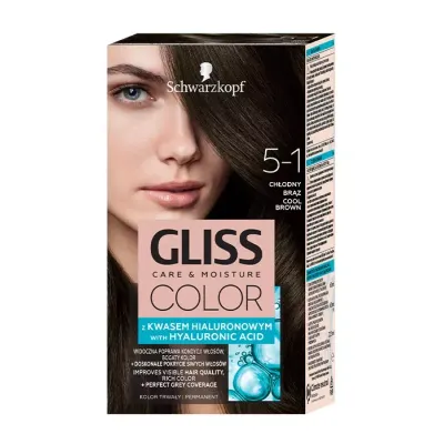 GLISS CARE & MOISTURE COLOR FARBA DO WŁOSÓW Z KWASEM HIALURONOWYM 5-1