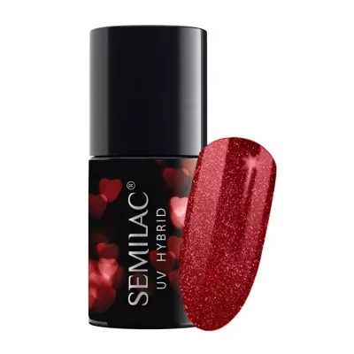 SEMILAC LAKIER HYBRYDOWY 318 BURGUNDY RED GLITTER 7ML