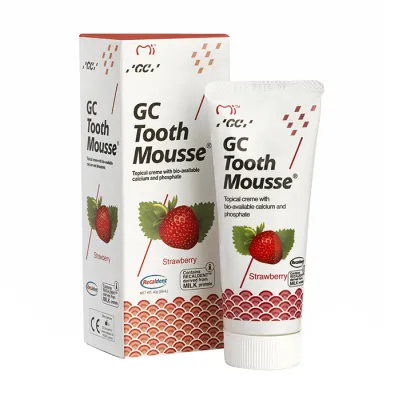 GC TOOTH MOUSSE SZKLIWO W PŁYNIE PASTA BEZ FLUORU TRUSKAWKA 35ML