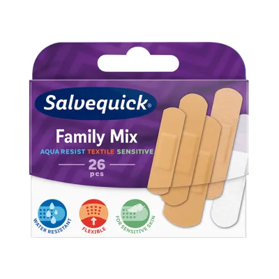 SALVEQUICK FAMILY MIX PLASTRY OPATRUNKOWE 26 SZTUK