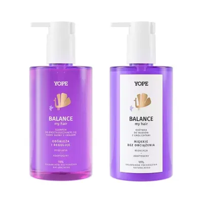 YOPE BALANCE MY HAIR ZESTAW SZAMPON + ODŻYWKA DO WŁOSÓW PRZETŁUSZCZAJĄCYCH SIĘ