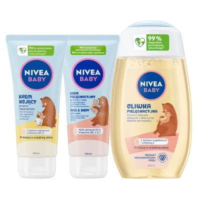 NIVEA BABY ZESTAW PIELĘGNACJA OD PIERWSZYCH DNI OLIWKA + KREM PIELĘGNACYJNY + KREM NA ODPARZENIA