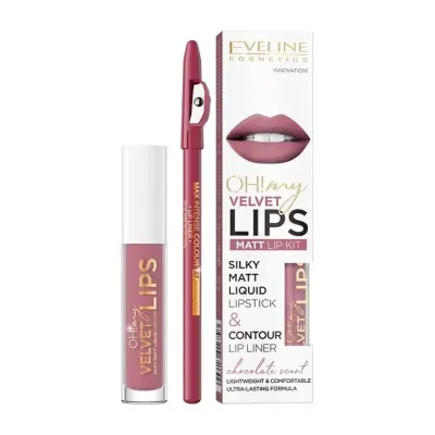 EVELINE OH! MY VELVET LIPS KIT ZESTAW DO MAKIJAŻU UST 13 BROWNIE BISCOTTI