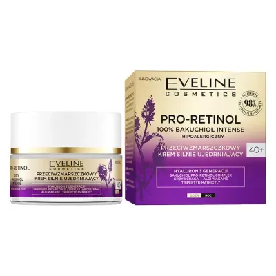 EVELINE PRO-RETINOL 100% BAKUCHIOL PRZECIWZMARSZCZKOWY KREM SILNIE UJĘDRNIAJĄCY 40+ 50ML