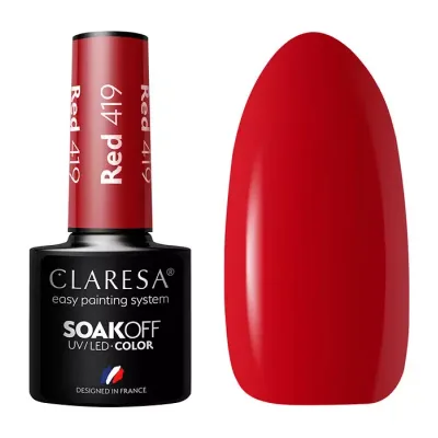 CLARESA SOAK OFF LAKIER HYBRYDOWY RED 419 5ML