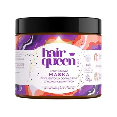 HAIR QUEEN EMOLIENTOWA MASKA DO WŁOSÓW WYSOKOPOROWATYCH 400ML