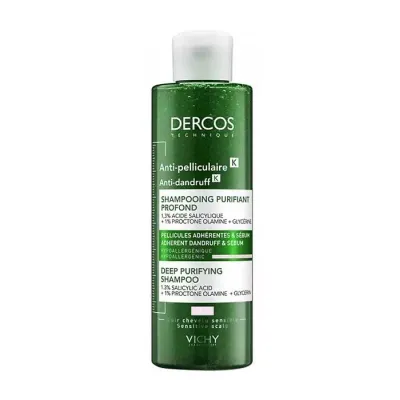 VICHY DERCOS TECHNIQUE K GŁĘBOKO OCZYSZCZAJĄCY SZAMPON PRZECIWŁUPIEŻOWY 250ML