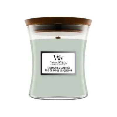 WOODWICK MEDIUM JAR CANDLE ŚWIECA ZAPACHOWA SAGEWOOD & SEAGRASS 275G