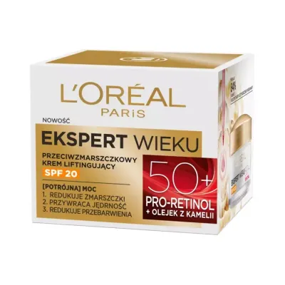 LOREAL EKSPERT WIEKU PRZECIWZMARSZCZKOWY KREM LIFTINGUJĄCY SPF20 50+ 50ML