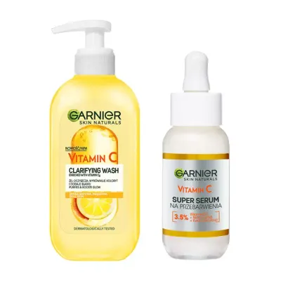 GARNIER VITAMIN C ŻEL OCZYSZCZAJĄCY + SERUM NA PRZEBARWIENIA