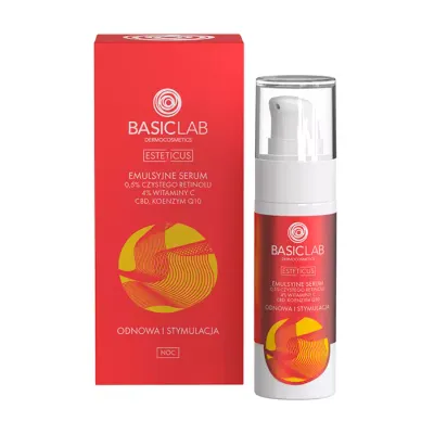 BASICLAB ESTETICUS EMULSYJNE SERUM DO TWARZY Z 0,5% CZYSTEGO RETINOLU NA NOC 30ML