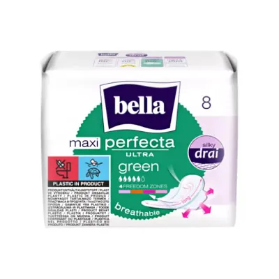 BELLA PERFECTA ULTRA MAXI GREEN PODPASKI HIGIENICZNE ZE SKRZYDEŁKAMI 8 SZTUK