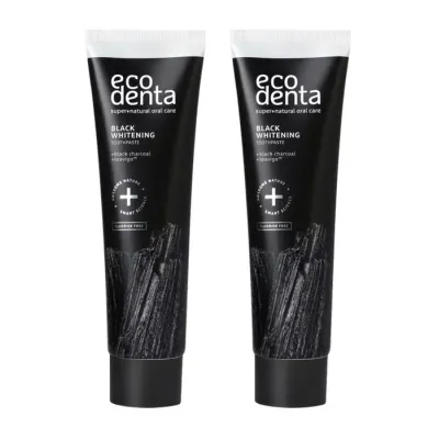 ECODENTA BLACK WHITENING CZARNA PASTA WYBIELAJĄCA Z WĘGLEM 2x100ML