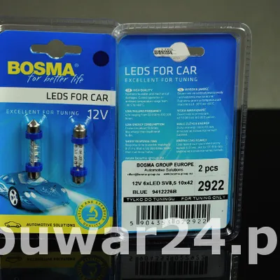 ŻARÓWKA /2922/ 12V 6xLED SV8 BLUE kpl