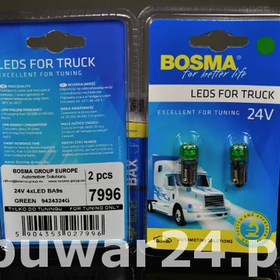 ŻARÓWKA /7996/ 24V LED BA9s zielony