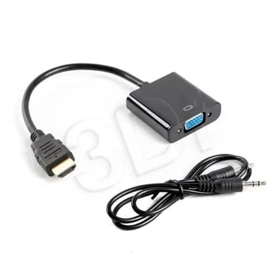 Adapter Lanberg AD-0017-BK (HDMI M - D-Sub (VGA) F; 0,20m; kolor czarny)