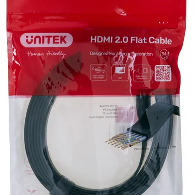 UNITEK KABEL HDMI 2.0 4K60HZ,PŁASKI,3M,C11063BK-3M