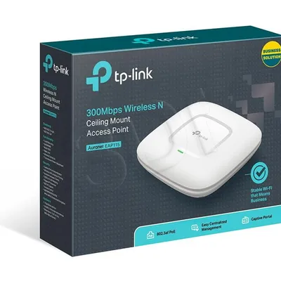 Access Point TP-LINK EAP115 (11 Mb/s - 802.11b, 300 Mb/s - 802.11n, 54 Mb/s - 802.11a, 54 Mb/s - 802.11g)