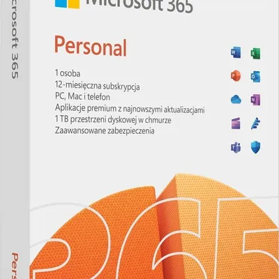 Microsoft 365 Personal PL (1 osoba.; 5 urządzeń ; 12 miesięcy; wersja fizyczna; Polska) (QQ2-01752)